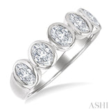 1 1/2 Ctw 5-Stone Bezel Set Oval Cut Diamond Fashion Band in 14K White Gold