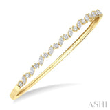 1 1/3 Ctw Marquise and Round Cut Diamond Stackable Bangle in 14K Yellow Gold