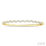 1 1/3 Ctw Marquise and Round Cut Diamond Stackable Bangle in 14K Yellow Gold