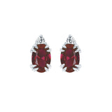 10KT.04CT(2)DIA 6X4OV GARNET EARS