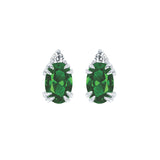 10KT.04CT(2)DIA 6X4OV SIMULATED EMERALD EARS
