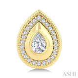 1/3 Ctw Open Window Pear and Round Cut Diamond Fashion Stud Earrings in 14K Yellow Gold