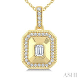1/4 Ctw Open Window Octagon and Round Cut Diamond Fashion Pendant With Chain in 14K Yellow Gold