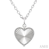 1/10 Ctw Heart Fluted Medallion Round Cut Diamond Pirouette Pendant With Chain in Sterling Silver