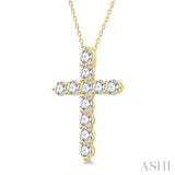 1/2 Ctw Round Cut Diamond Cross Pendant in 14K Yellow Gold with Chain