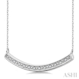 1/20 Ctw Round Cut Diamond Curved Bar Pendant With Chain in Sterling Silver