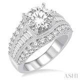 1 1/2 Ctw Diamond Semi-Mount Engagement Ring in 14K White Gold
