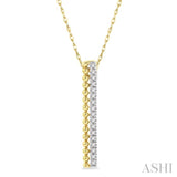 1/6 Ctw Circular Bead & Round Cut Bead Bijoux Diamond Bar Pendant With Chain in 14K Yellow Gold