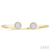 5/8 Ctw Lovebright Round Open Cuff Diamond Bangle in 14K Yellow and White Gold