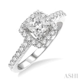 1 1/4 Ctw Diamond Engagement Ring with 3/4 Ct Princess Cut Center Stone in 14K White Gold