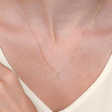 1/20 Ctw Initial 'F' Round Cut Diamond Pendant With Chain in 14K White Gold