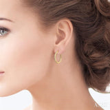 1/2 Ctw Round Cut Diamond Hoop Earrings in 14K Yellow Gold