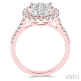 1 1/2 Ctw Oval Shape Diamond Lovebright Ring in 14K Rose and White Gold