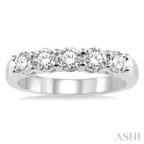1 Ctw Round Cut Diamond Wedding Band in 14K White Gold