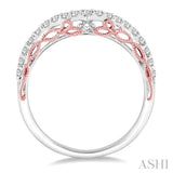 1/3 Ctw Round Cut Diamond Wedding Band in 14K White and Rose Gold