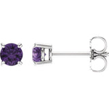 Sterling Silver 4 mm Natural Amethyst Earrings