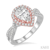 1/2 Ctw Diamond Semi-Mount Engagement Ring in 14K White and Rose Gold