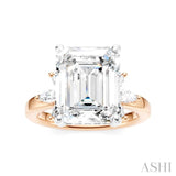 5/8 Ctw Emerald Shape Marquise and Round Cut Diamond Semi-Mount Engagement Ring in 14K Rose and White Gold