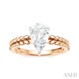 1/20 Ctw Pear Shape Round Cut Diamond Semi-Mount Engagement Ring in 14K Rose and White Gold