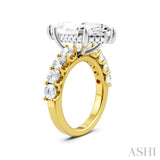 1 1/3 Ctw Marquise Shape Round Cut Diamond Semi-Mount Engagement Ring in 14K Yellow and White Gold