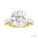 1 1/3 Ctw Round Shape Princess and Round Cut Diamond Semi-Mount Engagement Ring in 14K Yellow and White Gold
