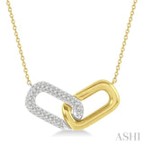 1/4 Ctw Round Cut Diamond Paperclip Pendant With Chain in 14K Yellow and White Gold