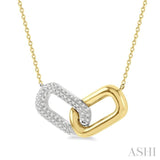1/4 Ctw Round Cut Diamond Paperclip Pendant With Chain in 14K Yellow and White Gold