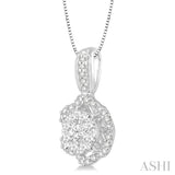 1/2 Ctw Round Cut Diamond Lovebright Pendant in 14K White Gold with Chain