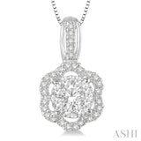 1/2 Ctw Round Cut Diamond Lovebright Pendant in 14K White Gold with Chain