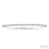 3/4 Ctw Round Cut Diamond Illusion Flex Bangle in 14K White Gold