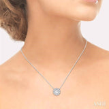 1/3 Ctw Rose Cut Diamond Pendant in 14K White Gold with chain