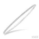1 Ctw Round Cut Diamond Halfway Straight Flex Bangle in 14K White Gold