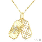 1/20 Ctw Octagonal Shape Fluted Cross & Lattice Medallion Round Cut Diamond  Fashion Pendant With Chain in 10K Yellow Gold