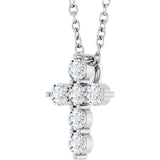 Sterling Silver 1/4 CTW Natural Diamond Cross 16-18" Necklace
