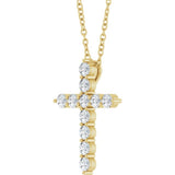 14K Yellow Gold 3/8 CTW Natural Diamond Cross 16-18" Necklace