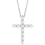 Platinum 3/8 CTW Natural Diamond Cross 16-18