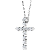 Sterling Silver 3/8 CTW Natural Diamond Cross 16-18" Necklace