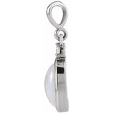 14K White Gold 8x6 mm Natural Ethiopian Opal & .03 CT Natural Diamond Pendant