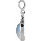 Sterling Silver 8x6 mm Natural Rainbow Moonstone & .03 CT Natural Diamond Pendant