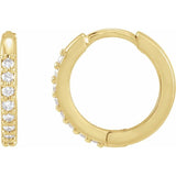 14K Yellow Gold 1/8 CTW Natural Diamond Hinged 12.5 mm Hoop Earrings