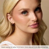 14K Rose Gold 1/6 CTW Natural Diamond Hinged 15 mm Hoop Earrings