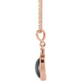 14K Rose Gold 6x4 mm Natural Black Onyx & .015 CT Natural Diamond 16-18" Necklace