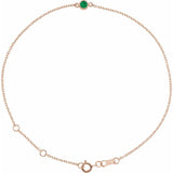 14K Rose Gold Lab-Grown Emerald Bezel-Set Solitaire 6 1/2-7 1/2