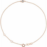 14K Rose Gold Natural White Sapphire Bezel-Set Solitaire 6 1/2-7 1/2" Bracelet