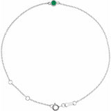 14K White Gold Natural Emerald Bezel-Set Solitaire 6 1/2-7 1/2