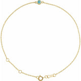14K Yellow Gold Natural Blue Zircon Bezel-Set Solitaire 6 1/2-7 1/2" Bracelet