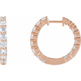 14K Rose Gold 2 CTW Natural Diamond Inside-Outside Hinged 20 mm Hoop Earrings