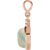 14K Rose Gold 6 mm Natural White Opal & .03 CT Natural Diamond Pendant