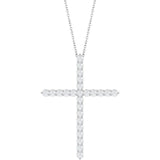 Sterling Silver 1 CTW Natural Diamond Cross 16-18