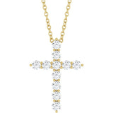 14K Yellow Gold 3/8 CTW Lab-Grown Diamond Cross 16-18